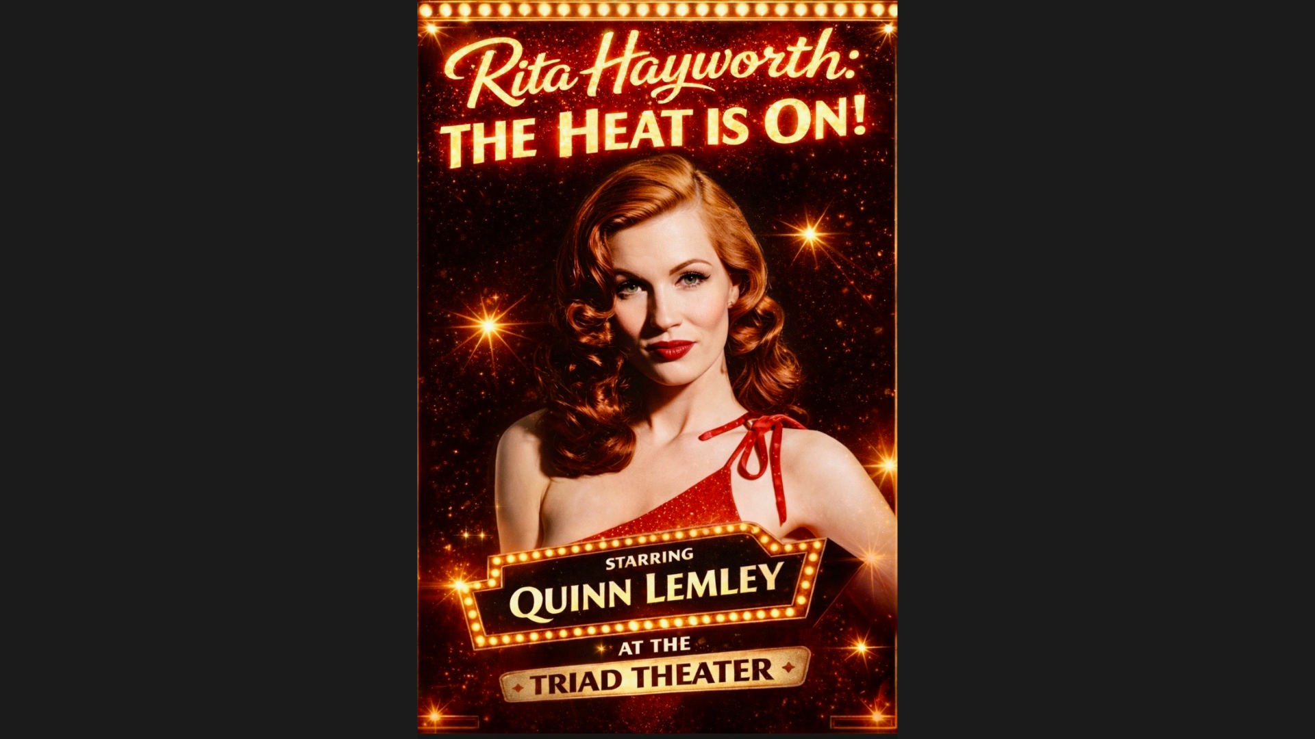 Rita Hayworth: THE HEAT IS ON! STARRING QUINN LEMLEY AT THE TRIAD THEATER - February 18, 2026 and March 19, 2026